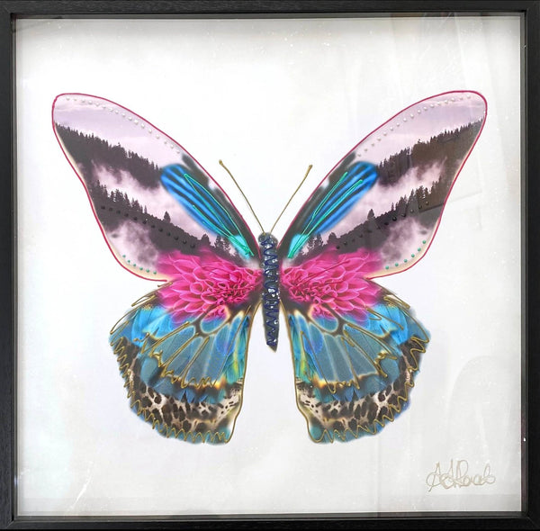 Butterfly in blues and pinks