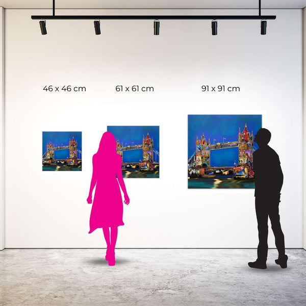 Scale image to show the different size of artworks available