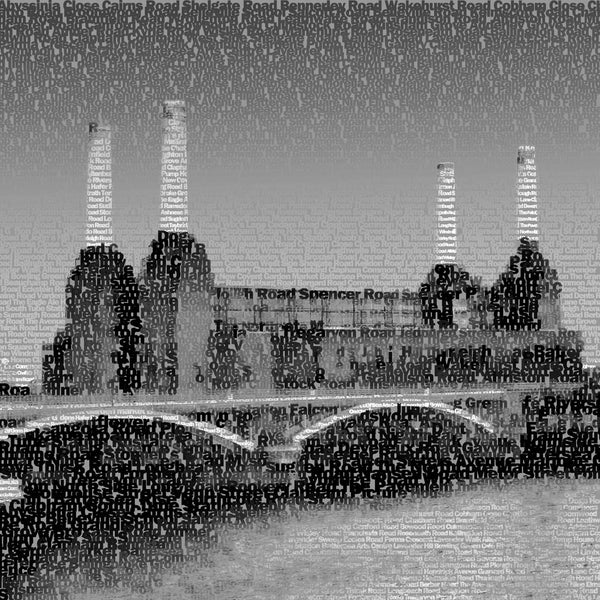Battersea Power Station Art - BW Textualised