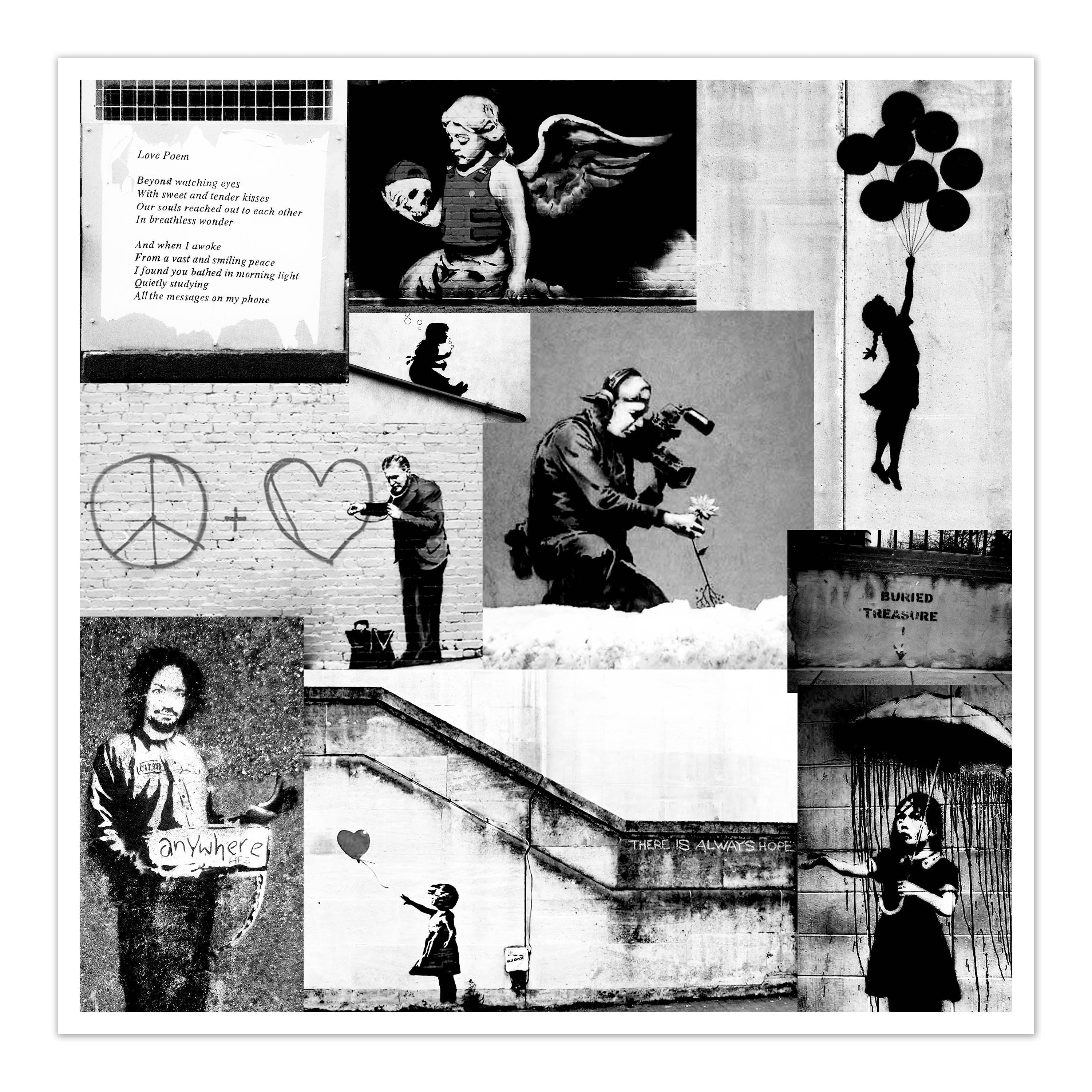 BANKSY Fallen Broken Angel Black Wings Street Art Framed Print – A4, A3, A2, A1 Sizes – Contemporary Graffiti Art